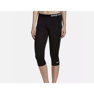 Nike Pro Women's Black Pull On Running Capri Cropped Leggings Size Medium